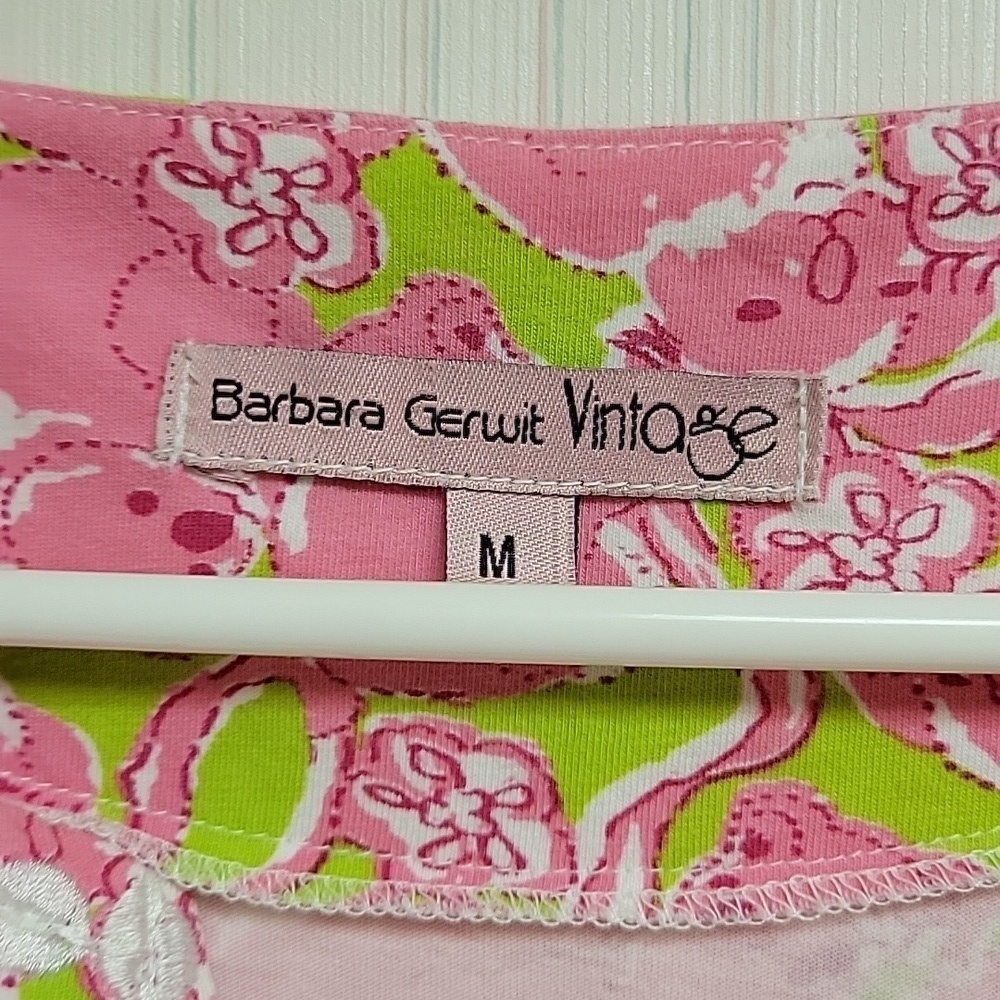 Barbara Gerwit Vintage Pink & Green Koala Print Dress Medium coastal grandma - Picture 2 of 6